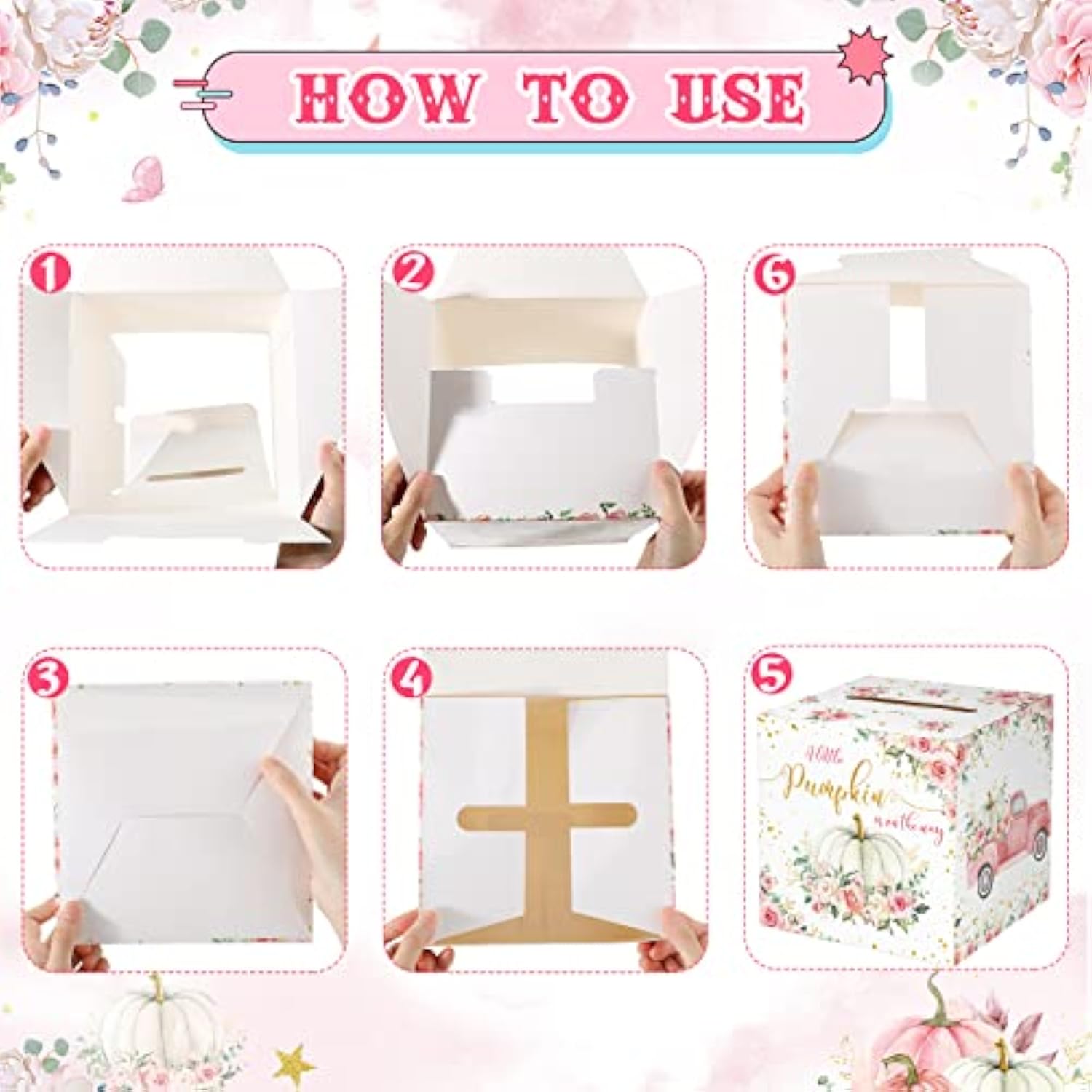 51 Pcs Diaper Raffle Card Box With Diaper Raffle Tickets For Baby Shower Game Gender Reveal Party Decorations Supplies(Pumpkin Style)