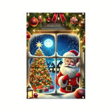 Santa Claus Merry Christmas Window Banner 41x30in Holiday Decor