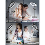 Ring Light For Desk With Stand,Overhead Camera/Phone Mount With 10.5" Ring Lights For Iphone,Phone Tripod With Light Adjustable Lighting For Video Recording,Cooking,Live Stream,Content Creator
