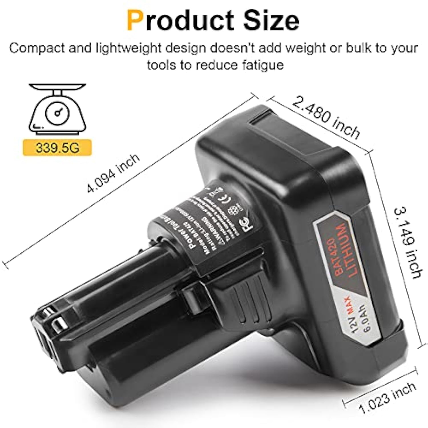 [1Pack] 6.0Ah High Output Battery For Bosch 12V Tools Lithium Battery Bat411 Bat411A Bat412 Bat412A Bat413 Bat413A Bat414 Bat420
