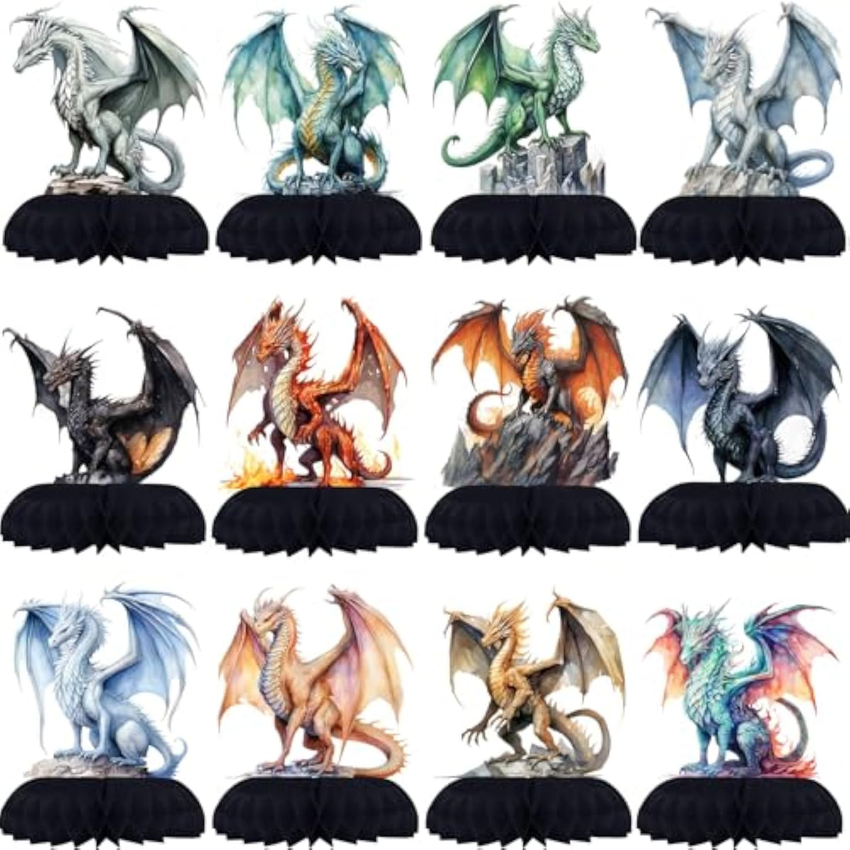 12 Pack Dragon Table Decorations - Dragon Party Decorations For Kids' Birthday And Themed Events - Dragon Table Toppers