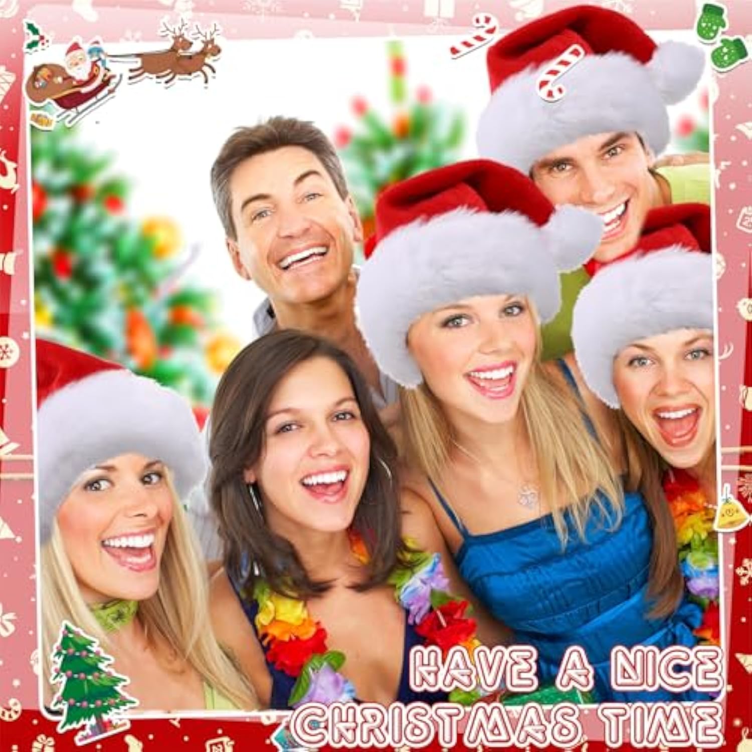 20 Pcs Santa Hats Bulk Plush Christmas Hats For Adults Women Men Holiday Party Costume(Red)