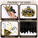 12pcs Black Gold Birthday Table Decoration Centerpieces Honeycomb