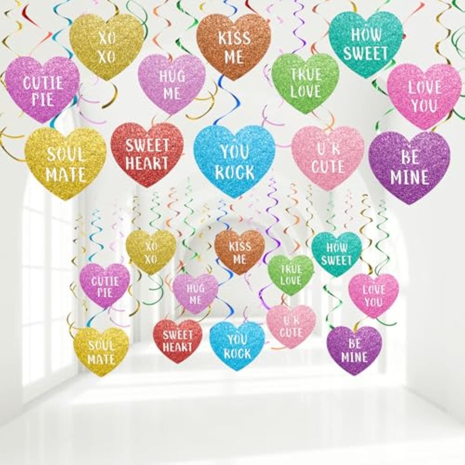 30 Pcs Hanging Swirl Decorations Party Hanging Ornaments For Birthday Baby Shower Party Supplies Decor(Valentine)