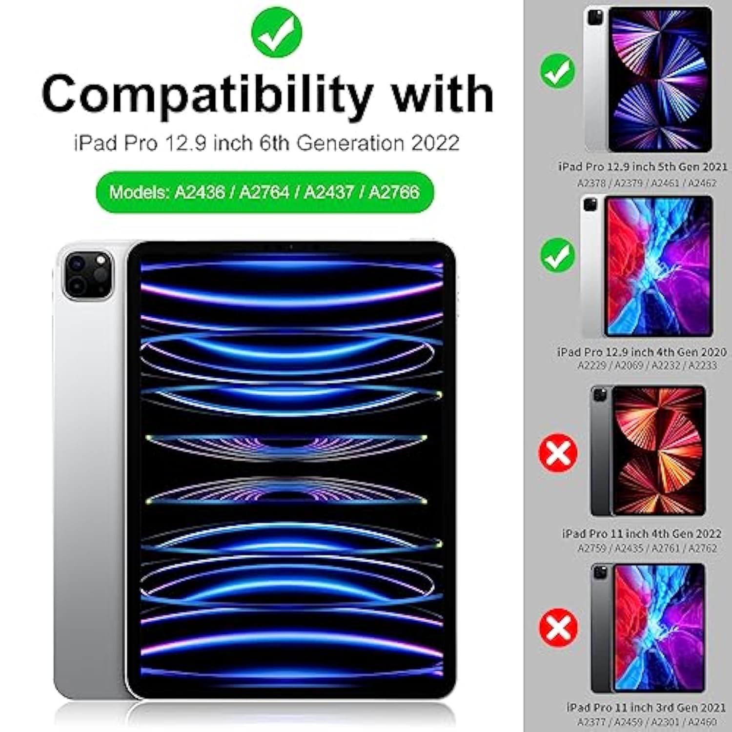 New Ipad Pro 12.9 Case 6Th Generation 2022 / 5Th Gen 2021/ 4Th Gen 2020 With B
