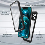 For 12 Waterproof Case,Waterproof Shockproof Dustproof Ip68 Full-Body Hard Case Built-In Screen Protector Underwater Outdoor Waterproof Cover For 12,6.1 In (Clear)