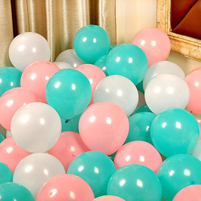 50 Pcs 12Inch Pink And Mint Green Balloons, 3 Color Mint Green And Lig