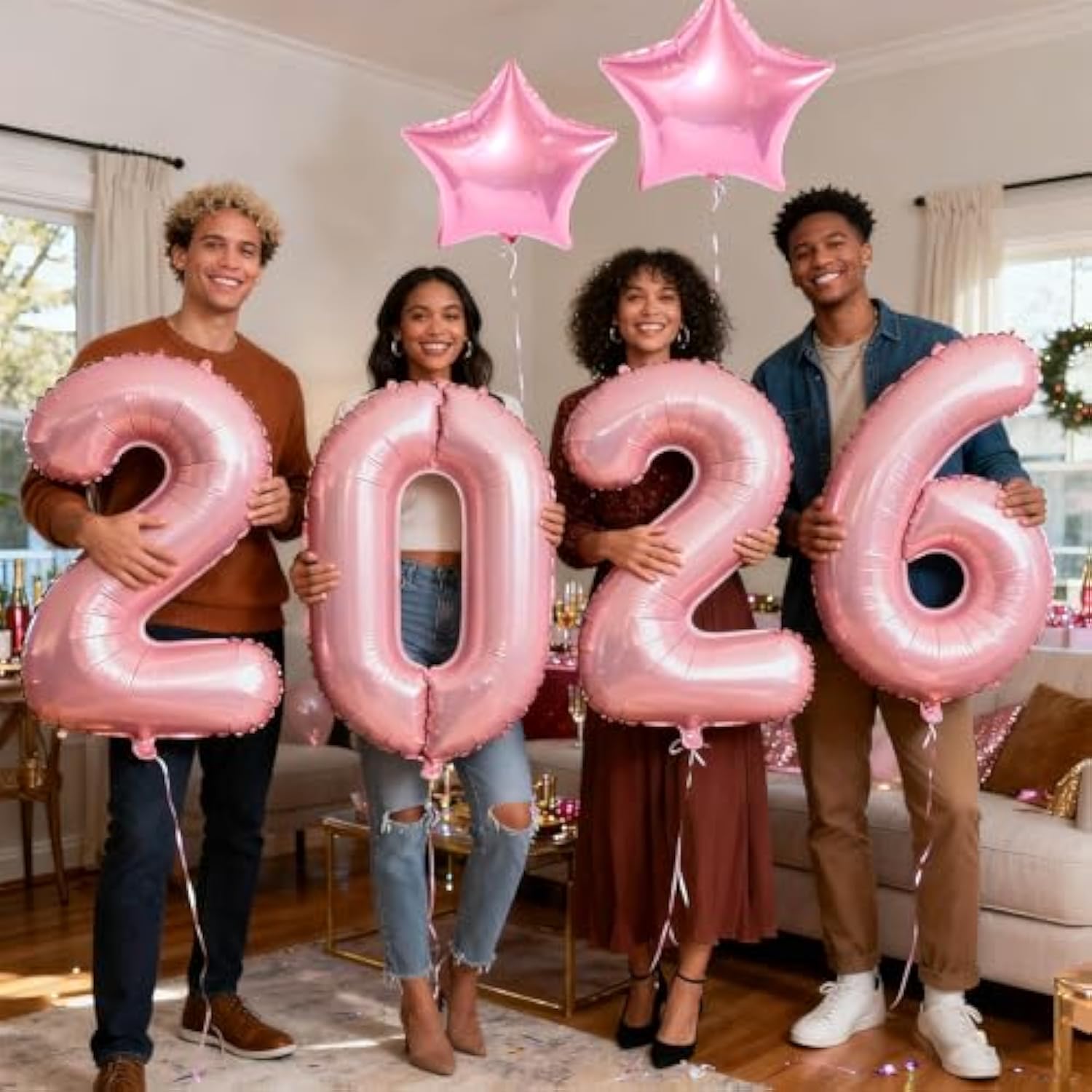 40 Inch Candy Pink 2026 Number Balloons for New Year Party and Celebrations
