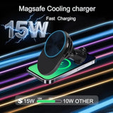 Magsafe Car Mount Charger?15W Magsafe Vent Mount With Cooling Fan?Magnetic Car Wireless Charger For Iphone 17 Pro Max/17/16/15/14/13/12, Black