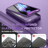 For Samsung Galaxy S25 Edge Case Glitter,Compatible With Magsafe[Built-In Tempered Glass Screen Protector] Full Body Shockproof Protective Slim Fit Bling Phone Case,Amethyst Purple