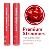 2 Pack Streamer Cannon Confetti Poppers | Biodegradable Red Confetti | | Launches Up To 25Ft | Giant (12 In) | Party Poppers For Graduation, Birthdays, Weddings, Valentine'S