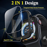 [3 Pack] Case For Watch Series 9 Screen Protector 45Mm Series 8 Series 7, Hard Pc Bumper Cover Hd Tempered Glass Full Protective Case For Iwatch Series 9/8/7 Accessories 45Mm, Black
