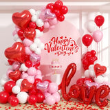 Valentines Day Balloons Garland Arch Kit - 161Pcs Different Size Red Pink White Balloons with Heart and LOVE Foil Balloon for Valentine's Day Galentine's Day Anniversary Party Decorations