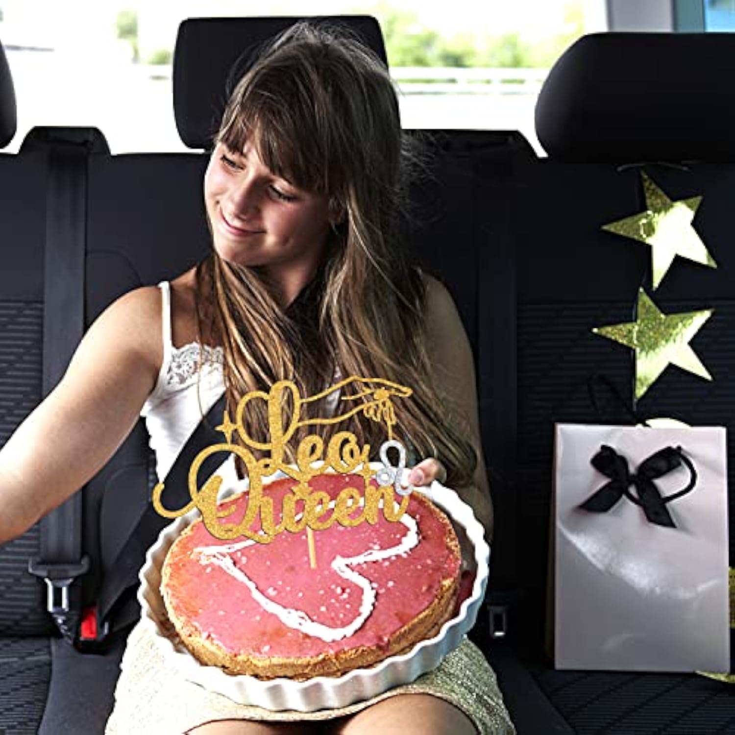 Leo Queen Cake Topper, Big Leo Energy/Leo Season Cake Decor In July August, 12 Zodiac Constellation Leo Birthday Party Decoration Supplies For Women, Gold Glitter