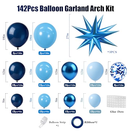Blue Balloon Arch Kit Garland with Star Balloons Party Decorations