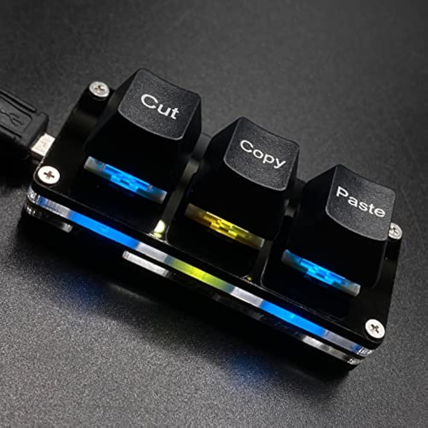 Mini 3-Key Cut Copy Paste Keyboard Ctrl X C V Shortcut One Handed Keyboard Rgb