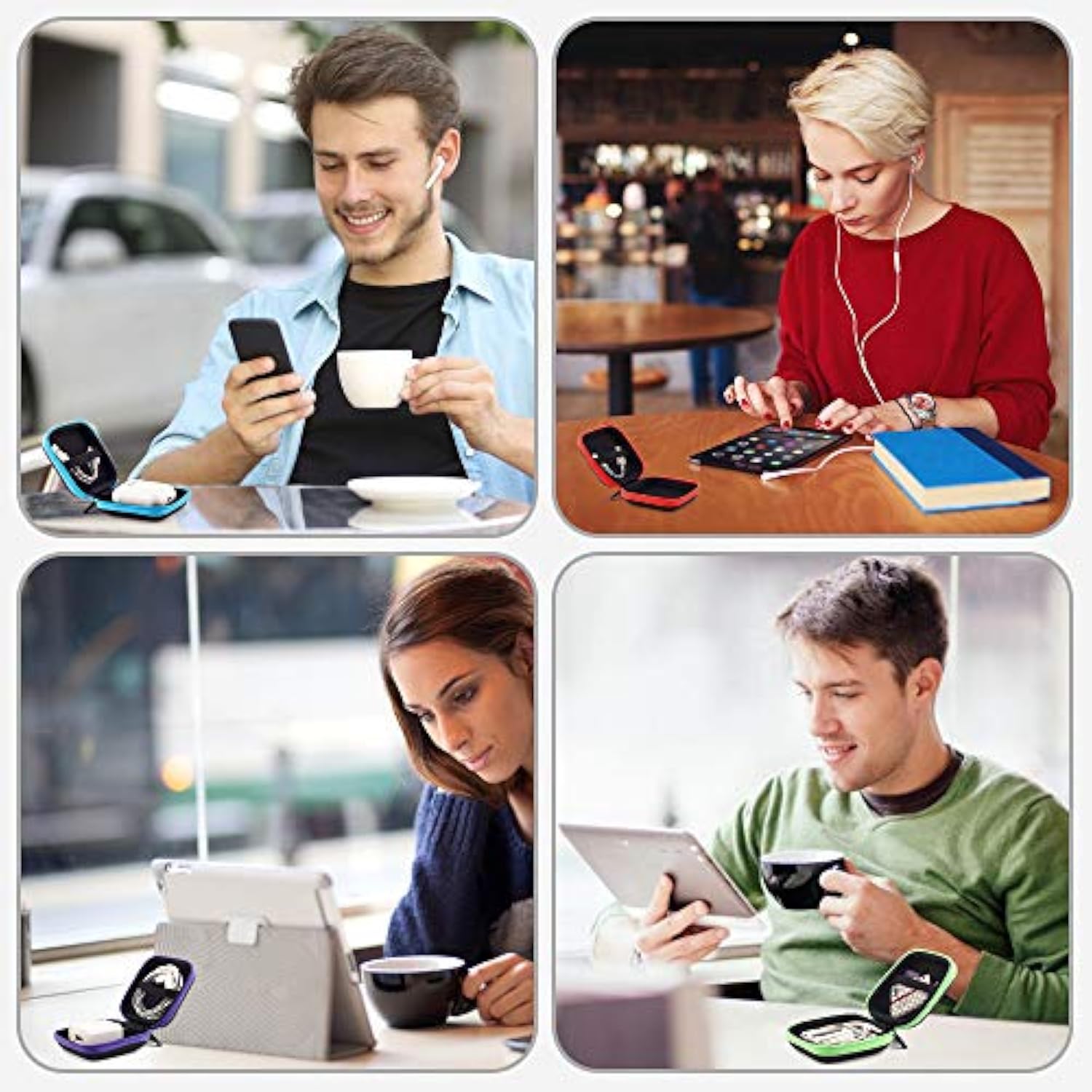 [5-Pack Earbud Case, Portable Eva Small Earbuds Carrying Case Storage Bag Organizer With Carabiners For Earphones, Earbuds, Earpieces, Sd Memory Card, Camera Chips