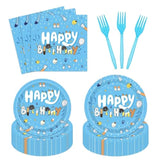 96Pcs Blue Dog Birthday Party Supplies Set For 24 Guests Happy Birthday Dessert Plates Lunch Plates Napkins Disposable Tableware Party Kit For Boys Kids