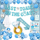 Last Toast On The Coast Bachelorette Decorations - Blue Party Favors Include Banner, Temporary Tattoos, Bride Balloons And Decor