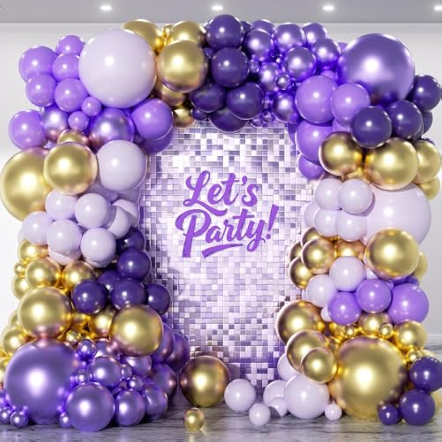 Purple & Gold Balloon Garland Kit: 151-Piece Lavender, Lilac Party Decor
