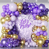 Purple & Gold Balloon Garland Kit: 151-Piece Lavender, Lilac Party Decor