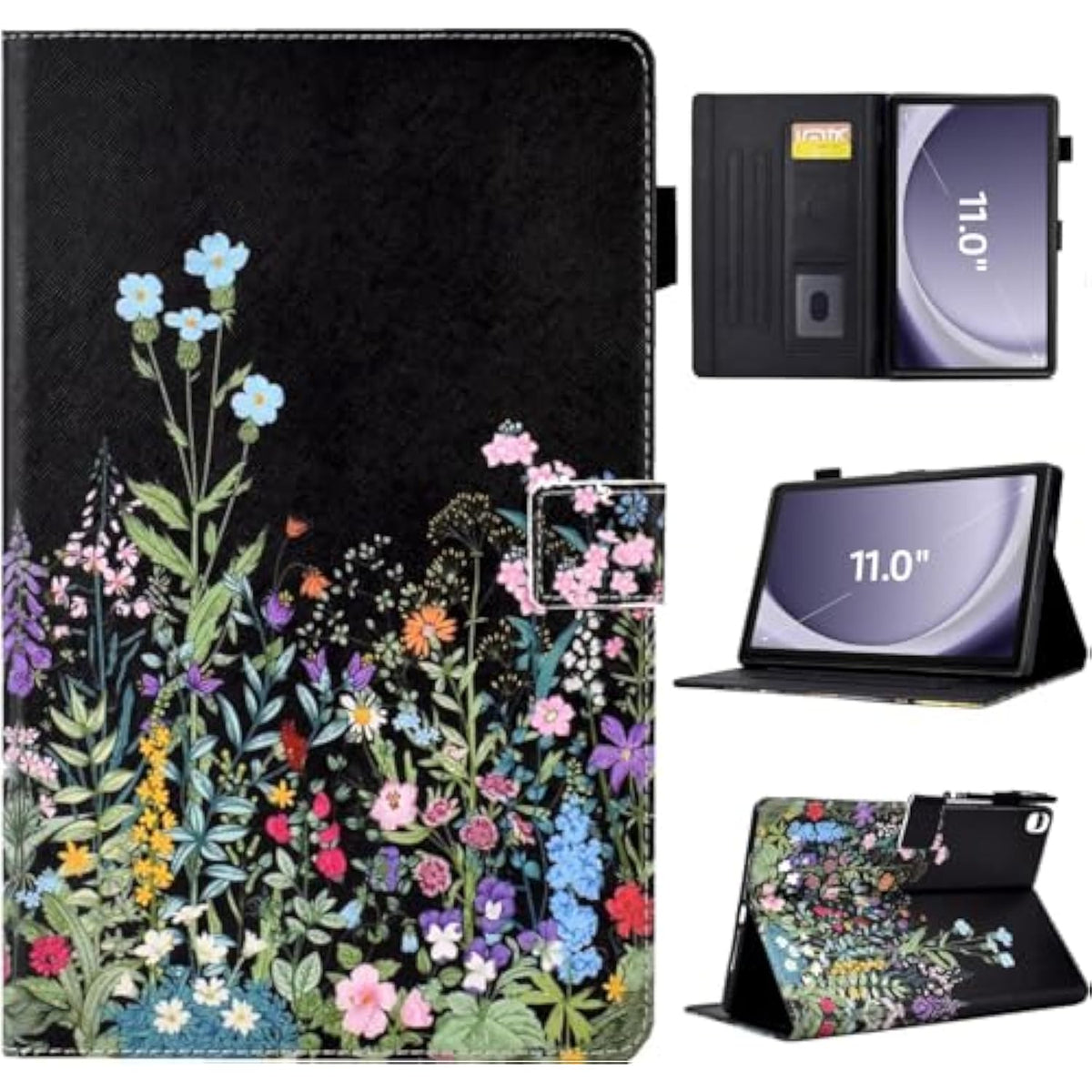 Case For Samsung Galaxy Tab A9+/A9 Plus 11 Inch 2023 2024(Smx210/X216/X218),Pu Leather Multi Angle Stand Cover Slim Folio Protective Case For Galaxy Tab A9 Plus, Auto Wake/Sleep,Flowers