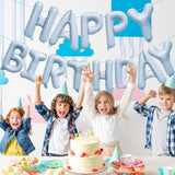 Pastel Blue Happy Birthday Balloons Banner, 16 Inch Mylar Foil Letters Balloon Sign For Birthday Party Decorations Photo Booth Backdrop