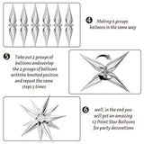 60 Pcs Silver Star Balloons, 12 Point Cone Explosion Star Foil Balloons For Birthday Party New Year, Christmas, Graduation, Baby Shower Party Decoration (Silver)