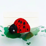 Paper Pop Up Cards 4.7X6.69 Inch, Ladybug With Lucky Plant, 3D Popup Greeting Cards With Note Cards And Envelopes, Perfect For Pop-Up Bursting Birthday Gift.