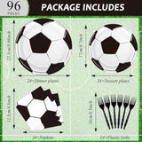 96 Pcs Soccer Party Supplies Bundle Paper Plates Napkins Sports Sports Party Birthday Decorations Favors For Kids (Soccer)