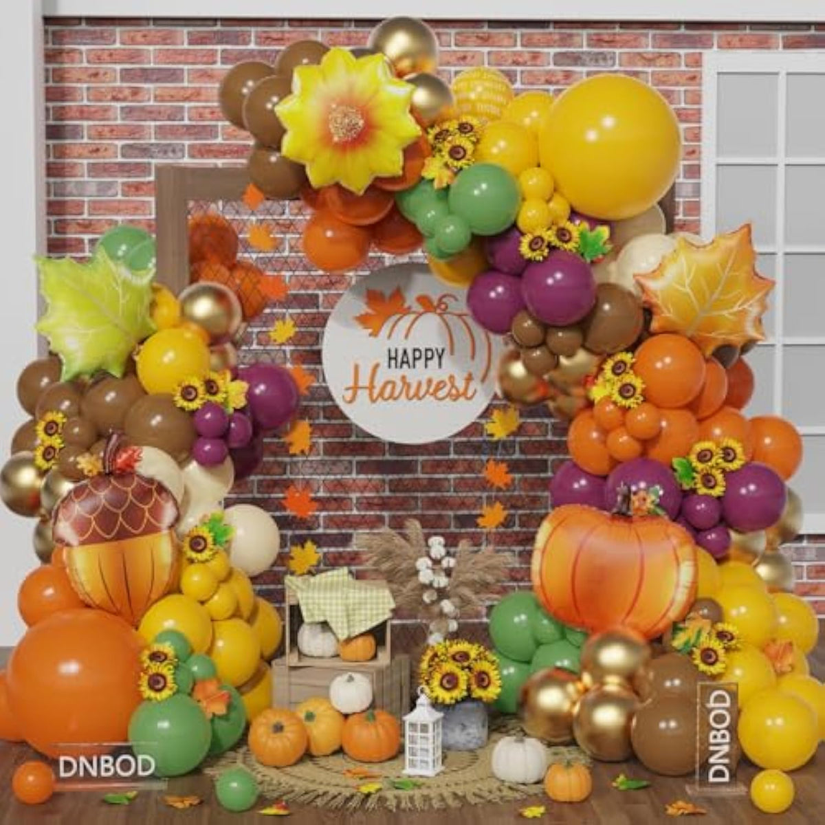 Fall Balloon Arch Kit: Pumpkin Maple Leaf Thanksgiving Decor