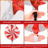 Christmas Candy Cane Balloons Decorations - 42 Pcs Candy Cane Foil Balloons with Tape, Mylar Sweet Round Christmas in July Balloon for Party Birthday Wedding, Red Pink Xmas Theme Party Decorations