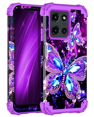 for Moto G 5G 2025 Case,Glow in The Dark Three Layer Heavy Duty Shockproof Full Body Protection Hard Plastic Bumper+Soft Silicone Protective Case for