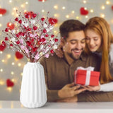 12Pcs Valentines Day Decorations Flowers Artificial Berry Floral,Red Pink White Valentine Heart Shaped Branches Gifts For Home,Valentines Party Decor,Wedding,New Year Decor