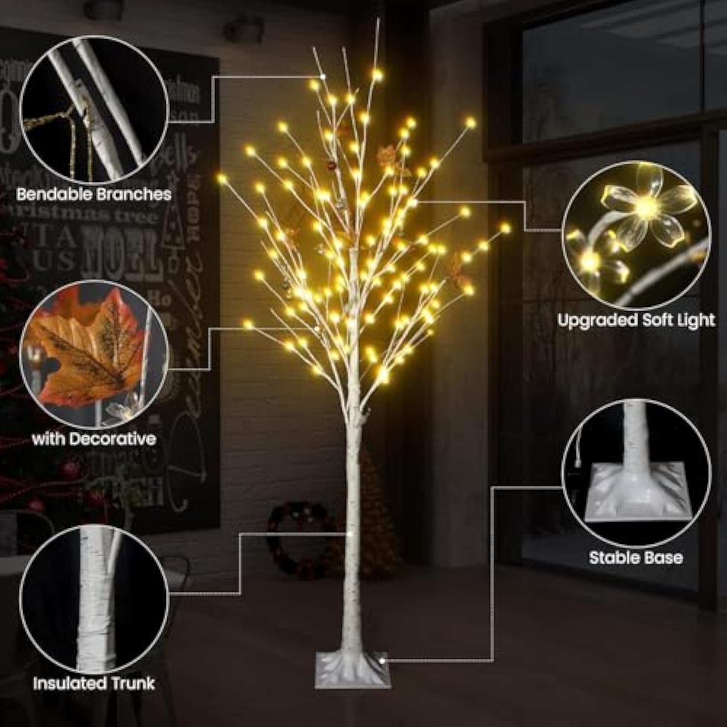 Lighted Tree Set Of 3,Christmas Tree 4Ft,5Ft And 6Ft With Led Lights, Halloween Decoration,Suit For Festival/Party,Wedding,Birthday,Indoor And Outdoor Use,Warm White (Lbt3-Ww)