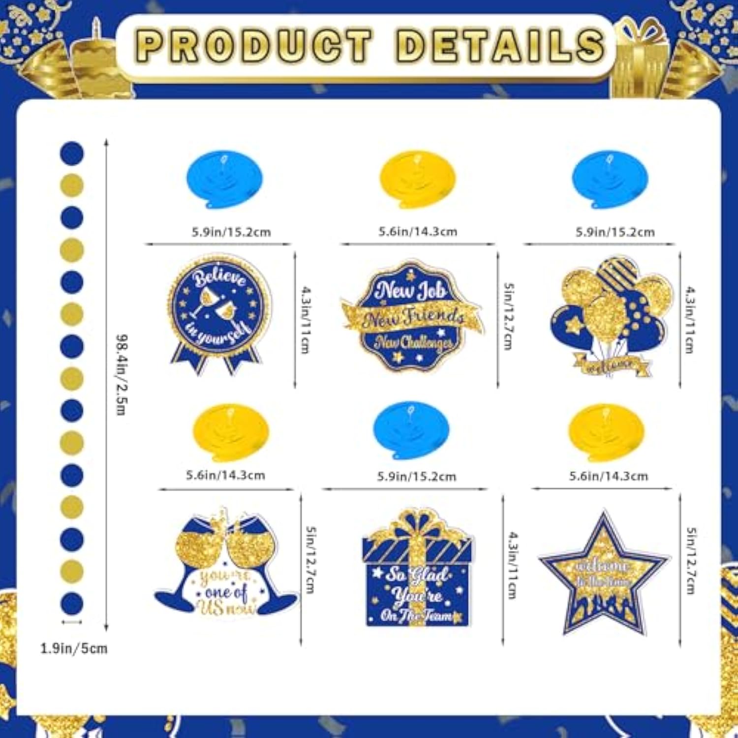 Welcome To The Team Banner Gold, Welcome Banner Circle Dots Garland Hanging Swirls Paper Flowers Honeycomb Balls, Welcom E Decorations For Employee Office Teacher Colleague Staff