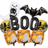 8pcs Halloween Bat Ghost Boo Balloons Black Foil Balloons for Party Decorations