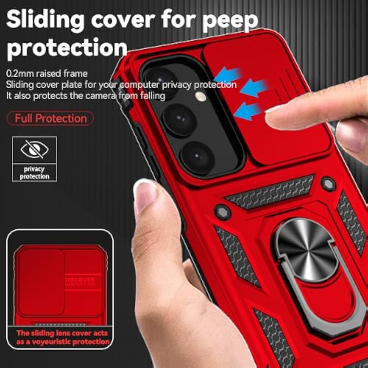 Phone Case For Samsung Galaxy S24 / S25 Case With Hd Screen Protector & Kickstand & Slide Camera Cover,Phone Case For S24 / S25 6.2",Red