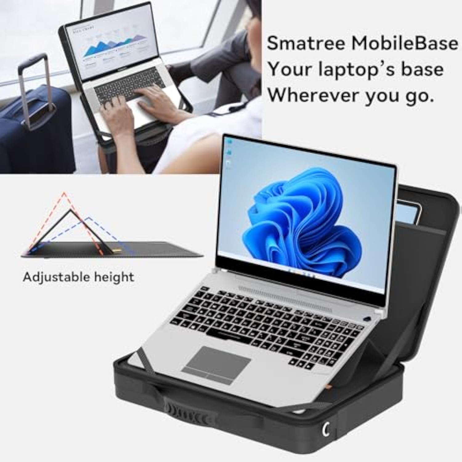 Smatree MobileBase Laptop Shoulder Case with Stand for 15.6-16 inch ASUS L510/P1512/M515/F515/ProArt P16, for ROG Zephyrus G16/M16/G15, for Chromebook Flip CM5/CX5, for ROG Flow X16 2023/2022 (A485S)