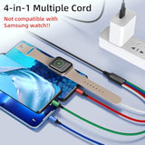 Travel 4 In 1 Iwatch & Iphone Charger,Multi Charging Cable For Apple Watch Charger Usb C Micro Nylon Compatible With Iwatch Ultra/Se/10/9/8/7/6/5/4/3/Iphone 16/15/14/13 Galaxy Phone(4Ft)