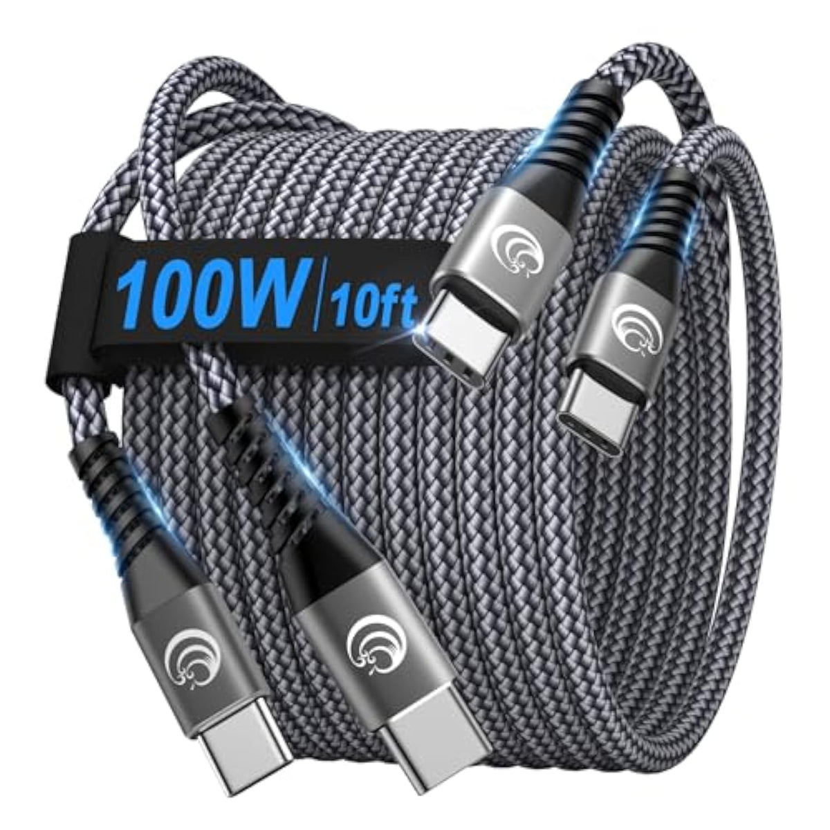 Usbc To Usbc 100W [10Ft/2 Pack] Usb C To Usb C Fast Charging Cable Braided C To C Charger Cord 5A For Macbook Pro/Air, Iphone 15 Pro Max Plus,Ipad Pro,Samsung Galaxy S24 Ultra S23,Pixel,Ps5,Switch