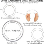 20Pcs Snake Charm Bracelet Expandable Elastic Bangle Bracelets Stainless Steel Silver Snake Bracelet For Women Diy Jewelry Making Supplies