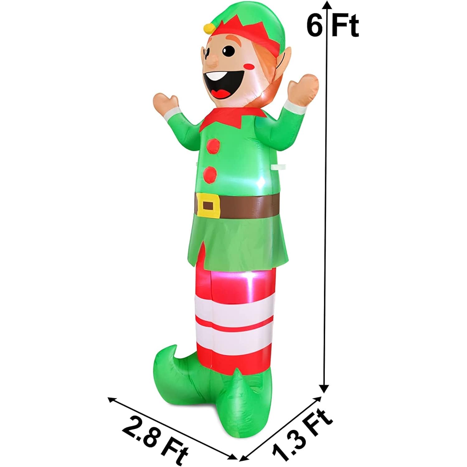6 Ft Height Christmas Inflatables Elf Christmas Decorations Outdoor With Built-In Led Lights, Blow Up Yard Christmas Dec