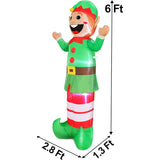 6 Ft Height Christmas Inflatables Elf Christmas Decorations Outdoor With Built-In Led Lights, Blow Up Yard Christmas Dec