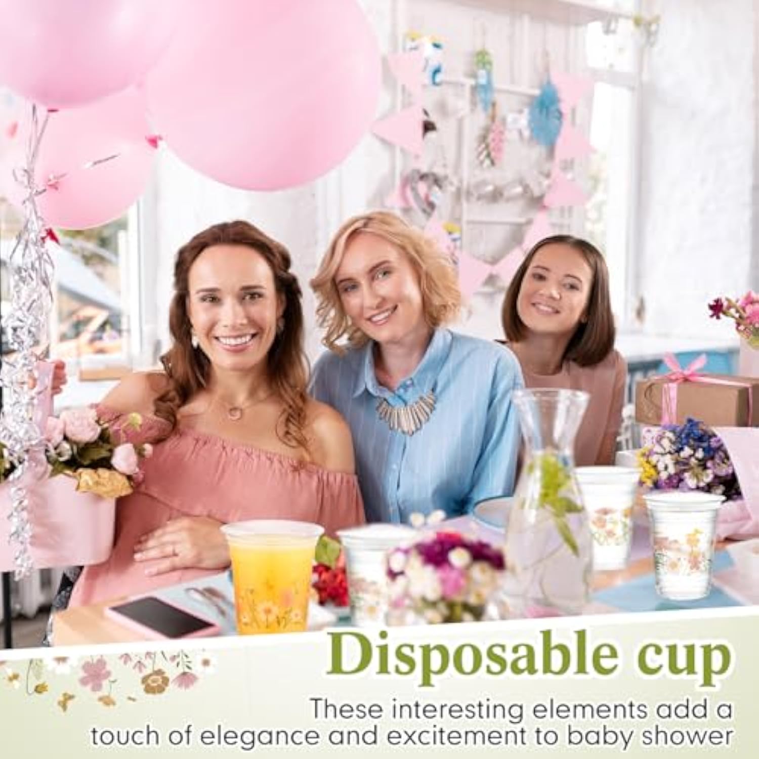 60 Pcs Flower Spring Summer Disposable Cups 16 Oz Floral Wildflowers Plastic Drinking Cups For Summer Spring Birthday Baby Shower Party Supplies(Boho)