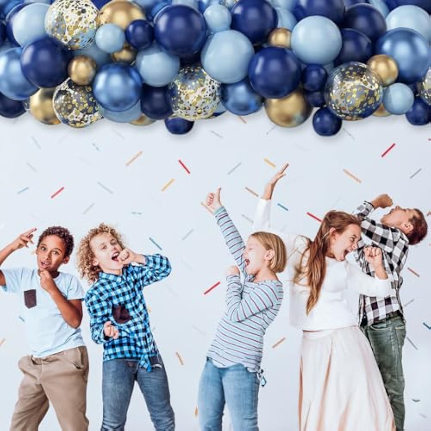 Navy Blue Gold Balloon, 60 Packs 12 Inch Metallic Blue And Macaron Blue Balloons With Metallic Gold Confetti Balloons For Birthday Party Decorations, Wedding, Bridal Shower, Baby Shower, Graduate