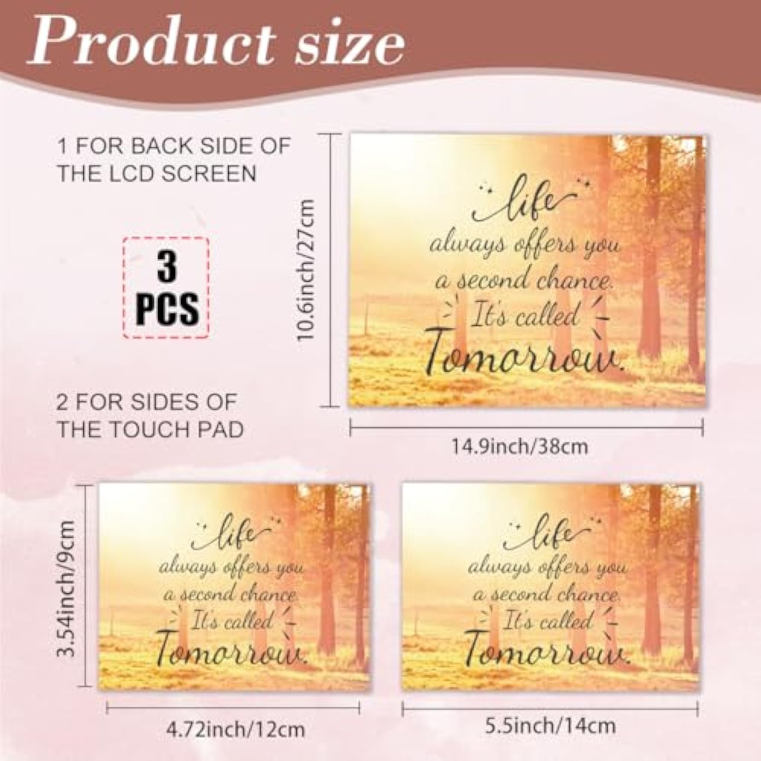 Inspiring Words Laptop Skin Sticker Decals Fits 12" 13" 13.3" 14" 15 Inch Laptop Watercolor Universal Removable Vinyl Notebook Art Protector Netbook Pc Cover Decal