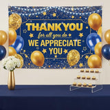 Thank You for All You Do Banner, Blue Gold Starry Thanksgiving Backdrop