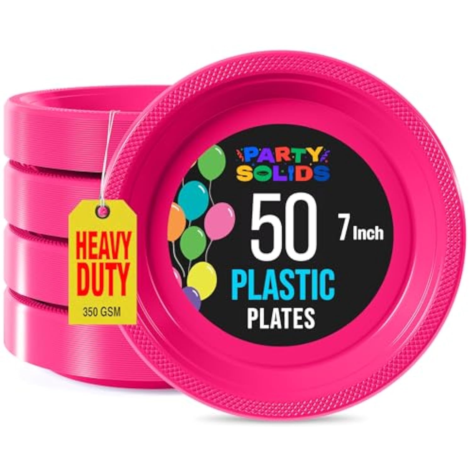 Exquisite Cerise Plastic Plates For Party 7" Cerise Disposable Plates For Party Supplies 50 Pcs Disposable Dinner Plate Heavy Duty 350 GSM Plate Sets, Plastic Dinnerware Sets