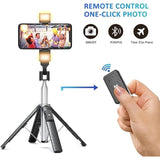 41in Selfie Stick Tripod with 2 Rechargeable Lights Bluetooth Remote
